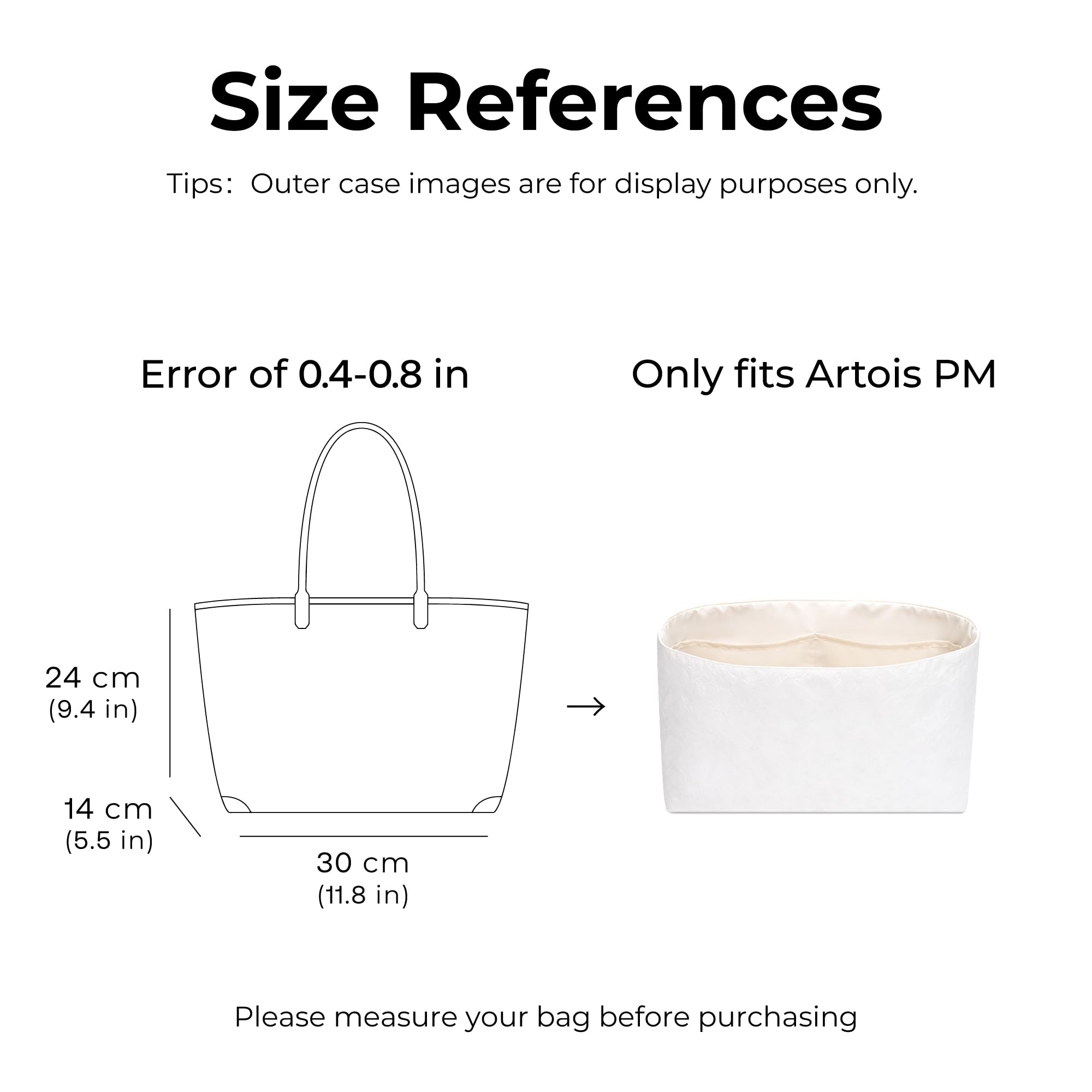 FANJI Project Tote Bag Organizer Insert for GOYARD Artois PM handbag, Custom Fit Inside Craie Lightweight WaterResistant Purse Insert with Cup Holder Accessories