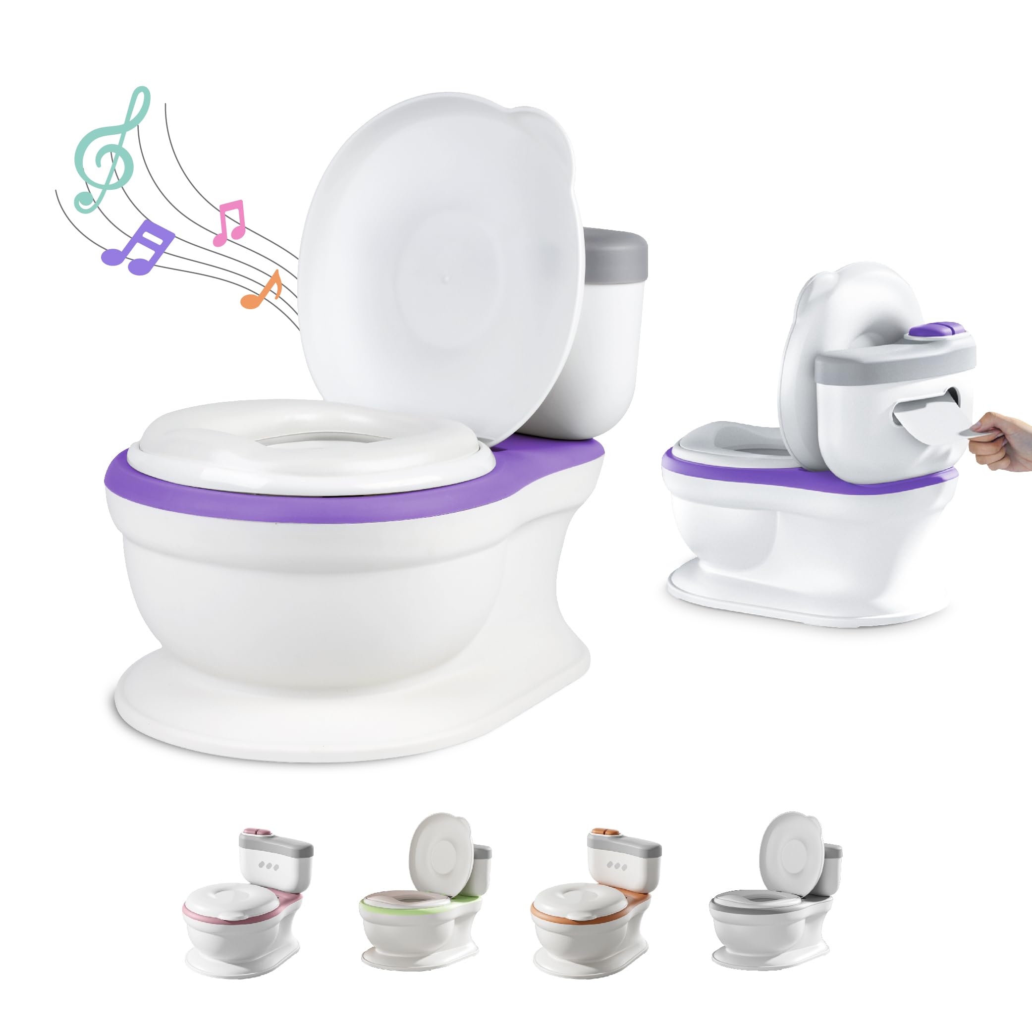 Baby Töpfchen - Toilettensitz Kinder - Kinder Töpfchen Mit Musik & Spülgeräusch Für Töpfchentraining - Baby & Kindertoilette - Leicht Zu Entleeren Mit Herausnehmbarem Topf - Potty Training Toilet