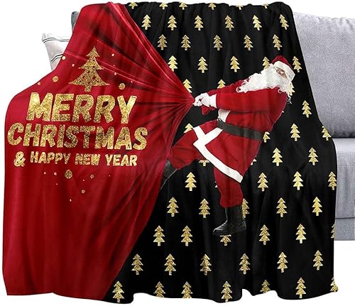 Vista 128 de LUVIVIHOME Manta de Feliz Navidad, bolas de Navidad azules doradas, manta de invierno con copos de nieve, manta individual, acogedora manta cálida