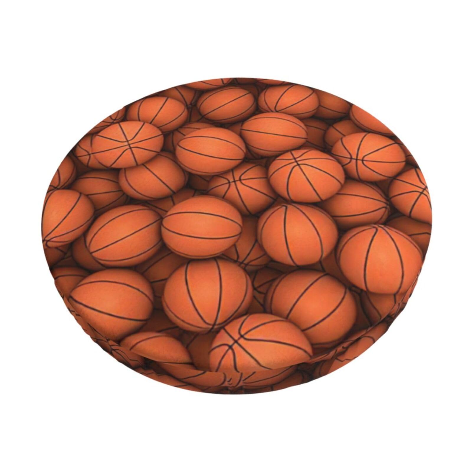 ACVnbm Basketball Orange Print Round Bar Chair Cushion Cover, Elastic Chair Protector For Kitchen Bar Dining