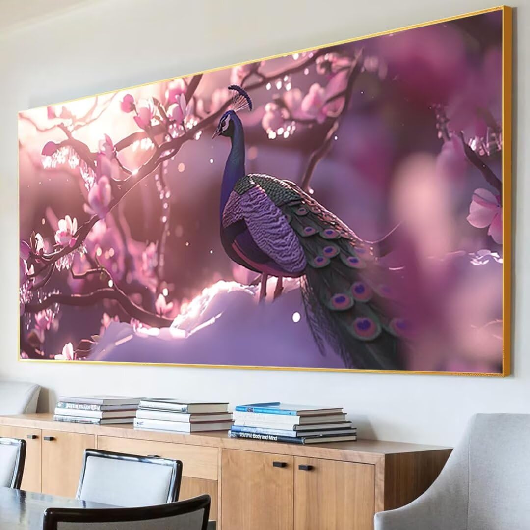 Zestawy do sztuki z diamentami ze zwierzętami, dla dorosłych, do malowania diamentami 5D, pawi, zestawy artystyczne, duży obraz diamentowy, 80 x 160 cm, DIY, okrągłe zestawy do malowania diamentowego,