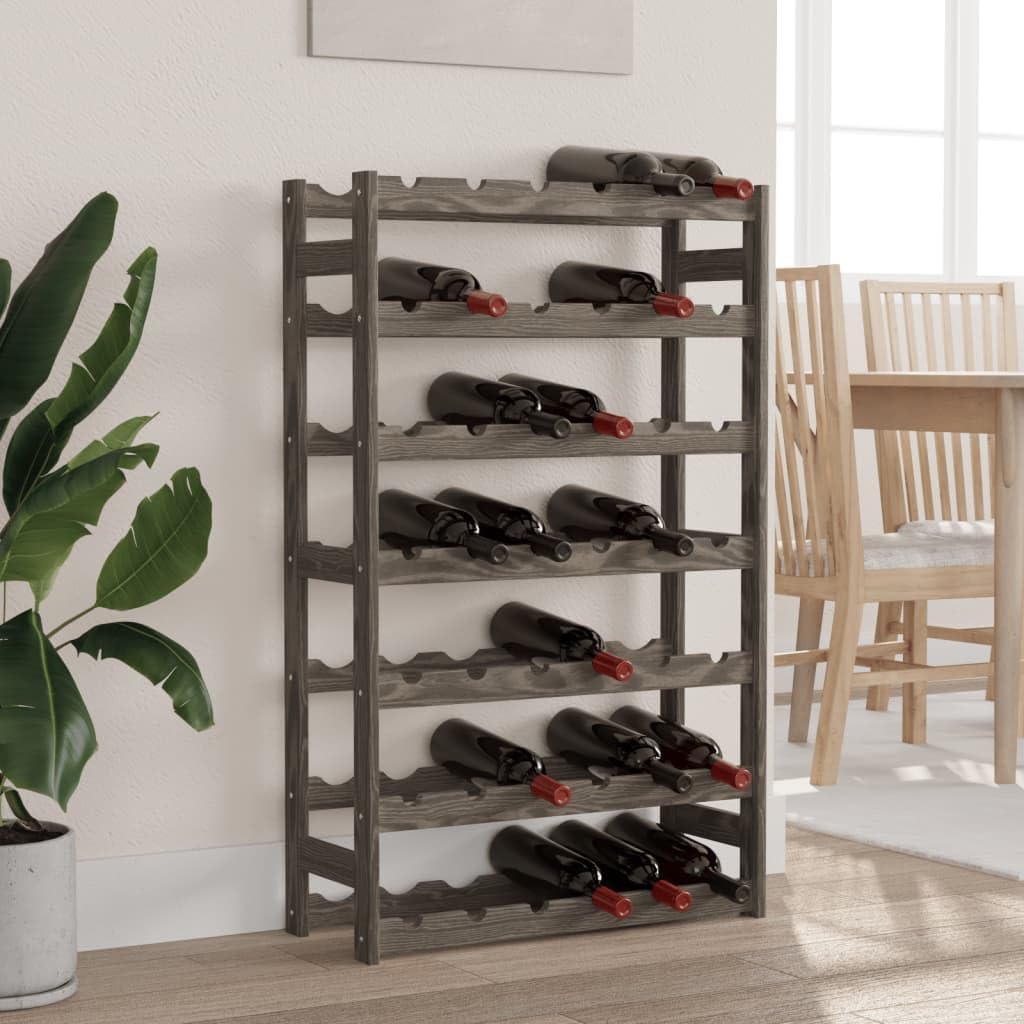 Porte-bouteilles de vin 42 bouteilles gris bois pin massif