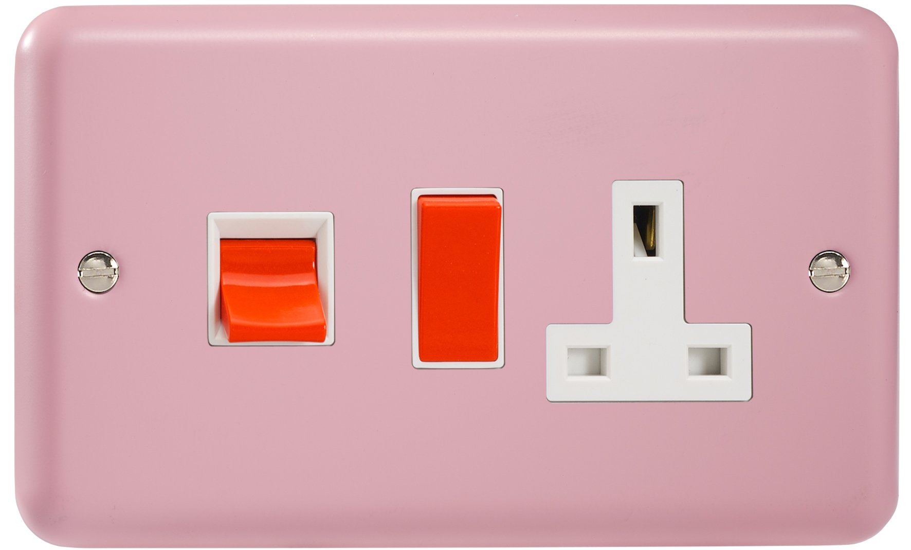 Varilight 45A Cooker Panel with 13A Double Pole Switched Socket Outlet (Red Rocker) Rose Pink