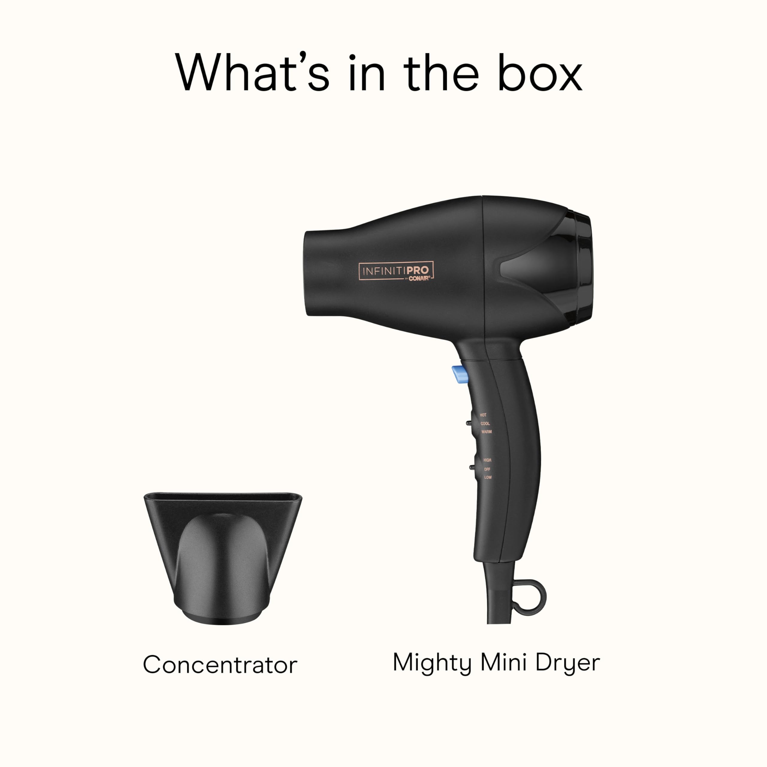 Conair INFINITIPRO Travel Hair Dryer, Mighty Mini Compact Lightweight Professional AC Motor Hair Dryer