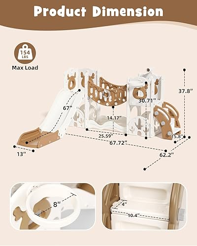 Miniatura 9 de YUFU Juego de toboganes infantiles 11 en 1 para niños pequeños de 1 a 3 años, juego para niños pequeños con puente de escalada, juego de golf, aro