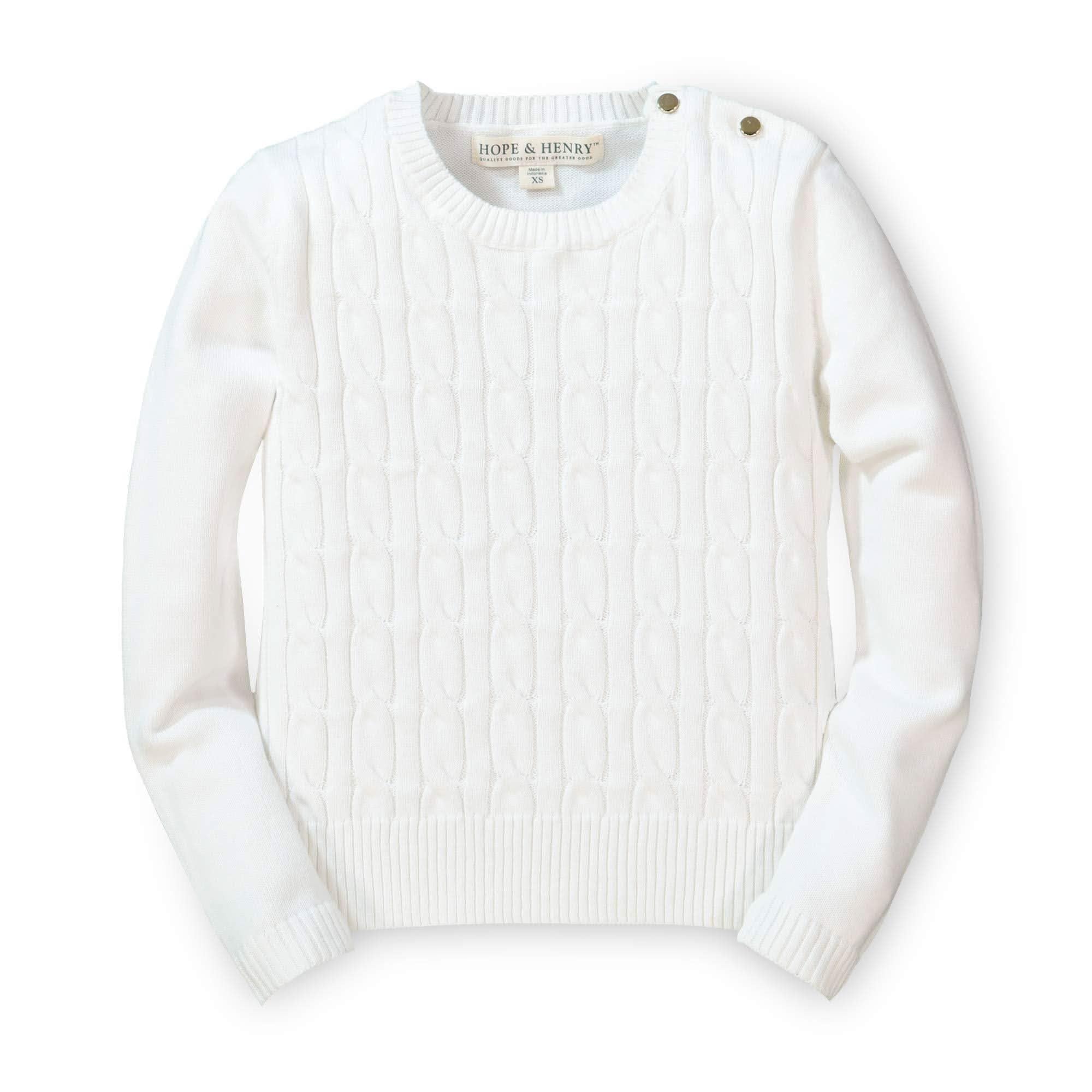 Hope &amp; Henry Girls Cable Front Pullover Sweater