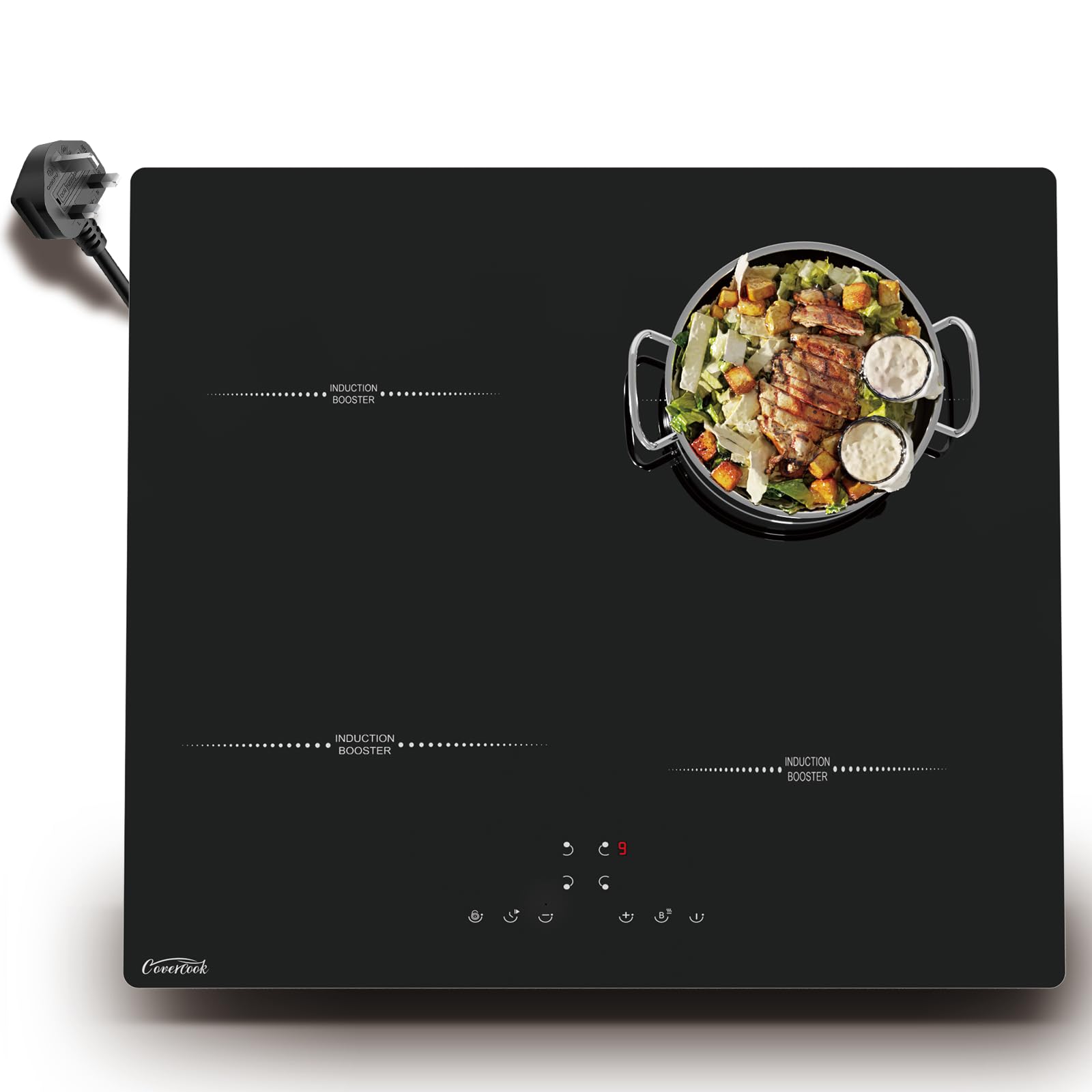 COVERCOOK Induction Hob, 59cm Electric Cooktop, Built-in Hot Plates with Bridge Zone, 7000W, 240V, Matte Glass, Scratch-resistant, Pause and Keep Warm Function — view 10