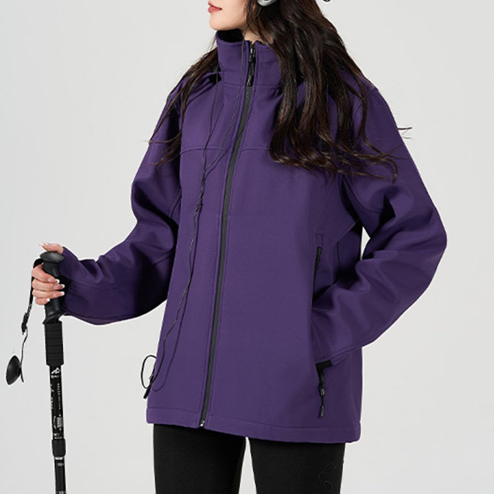 Generisch Regenjacke Damen Wasserdicht Atmungsaktiv Outdoor Bergsteigen Sportbekleidung Mit Kapuze Lässig Wandern Regenjacke Mittellang Windbreaker Jacke Mantel Jackenerweiterung Babytrage