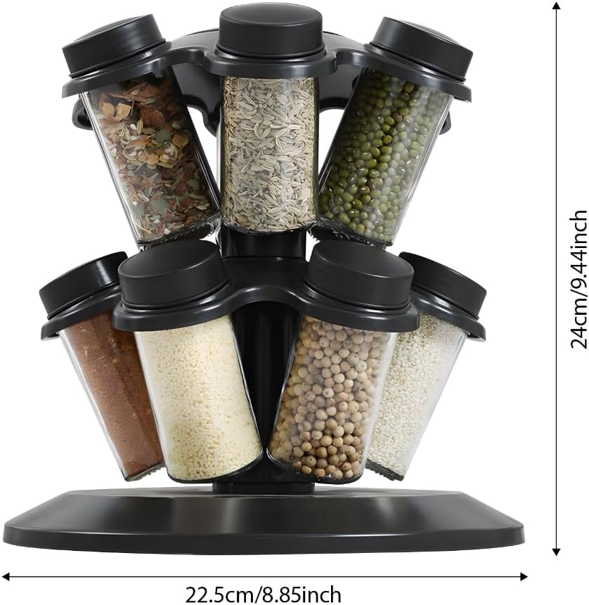 Condiment Organiser Set Rotating Designs Detachable Lids Seasoning Rack For Cooking Baking Essential