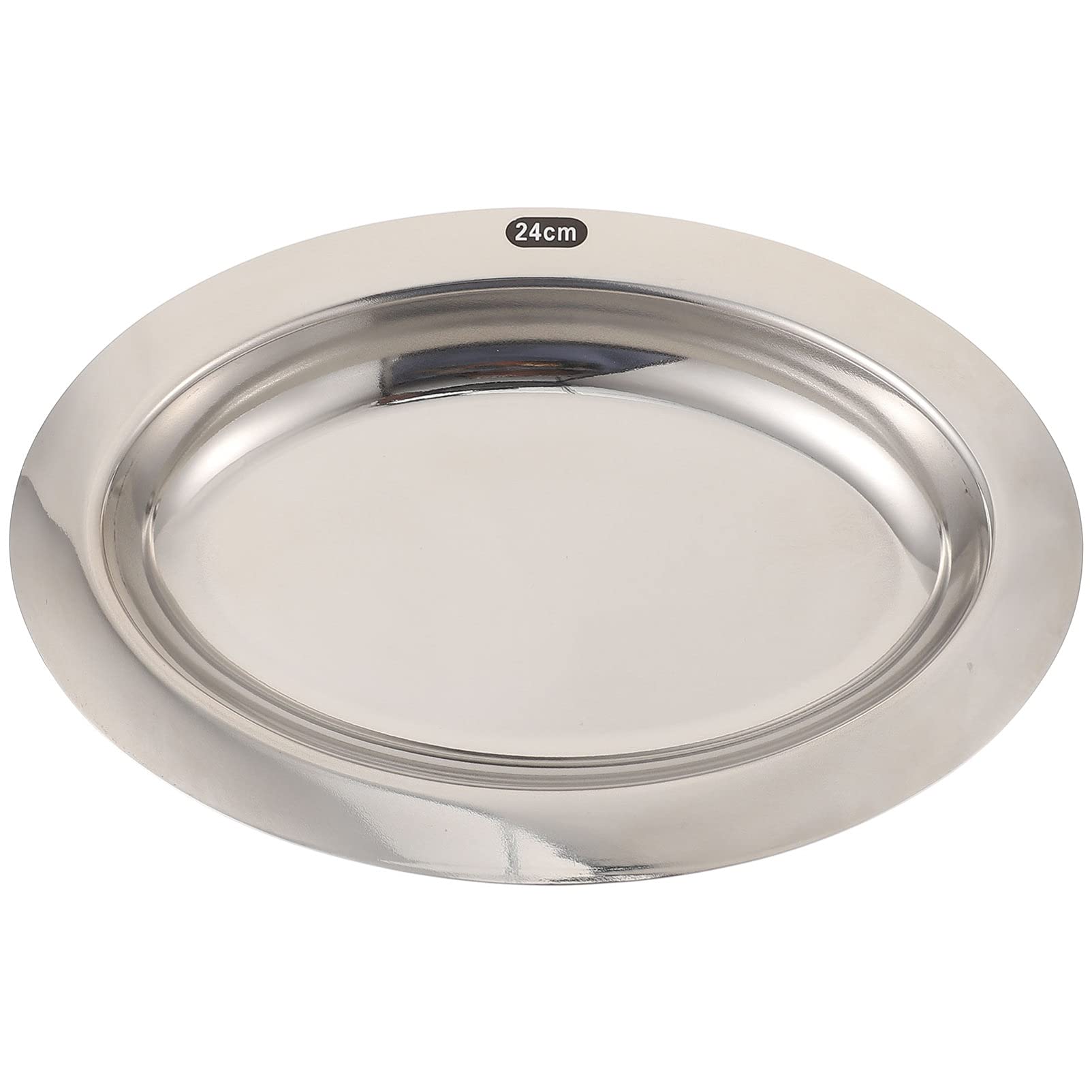 KICHOUSE Stainless Steel Breakfast Plate Metal Serving Plate Oval Fruit Heat Insulation Easy to Clean Shareable