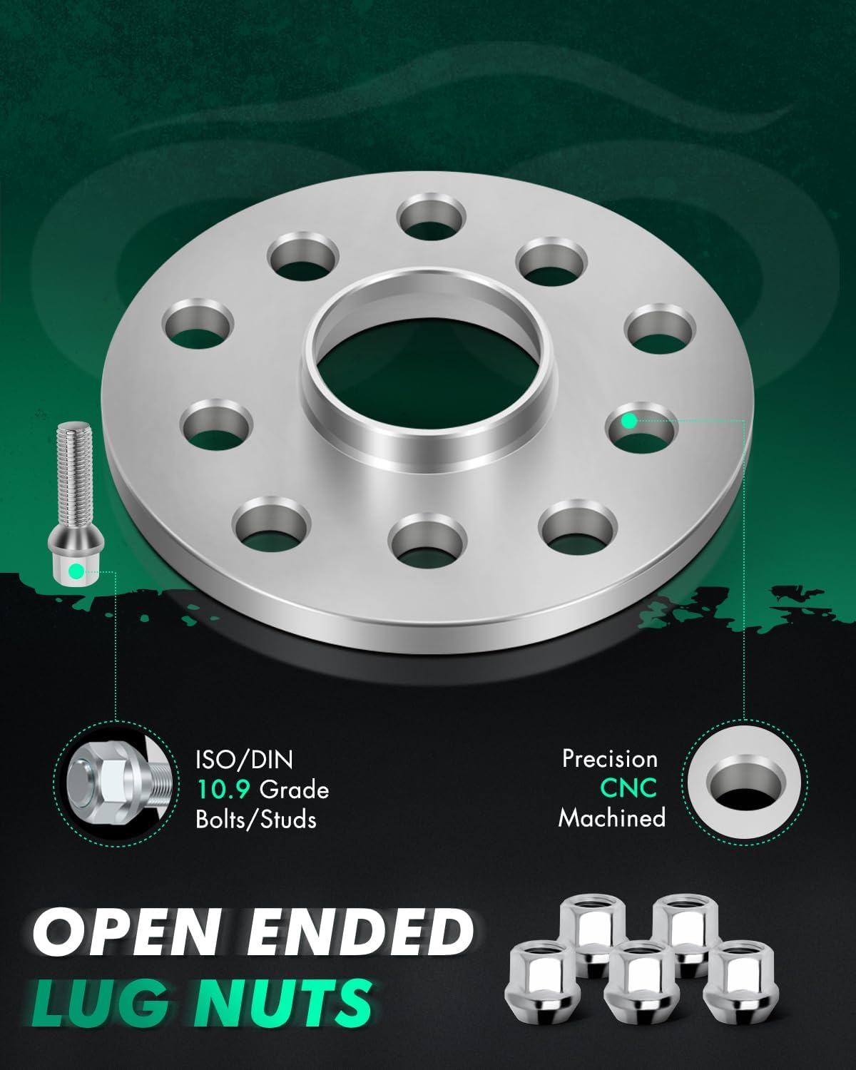 SCITOO 4X 10mm Wheel Spacers 5x100 5x112mm 57.1mm Hub Bore 5 Lug 14x1.5 Studs Compatible with for G-olf for Passat Wheel spacers