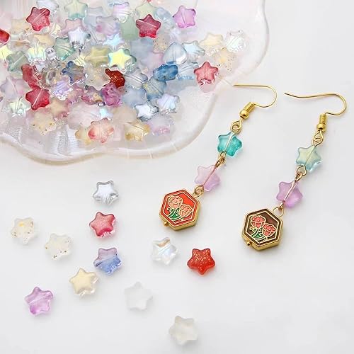 Miniatura 6 de Cuentas de vidrio surtidas para hacer joyas, cuentas de estrella de vidrio, cuentas de luna, cuentas de semillas, cuentas de perlas de vidrio,