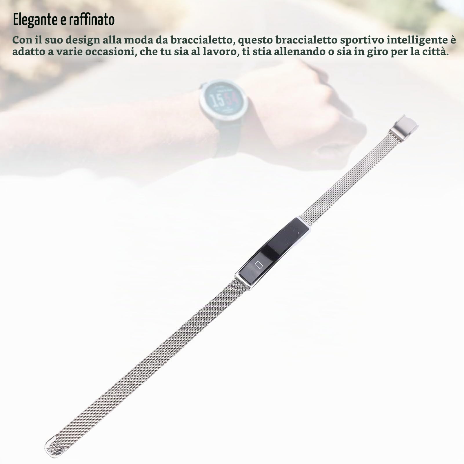 XUMIUZIY Bracciale Intelligente per Uomo Donna, Tracker di attività e Fitness, Supporta Promemoria Chiamate in Arrivo Contapassi, Cinturino Intelligente in Acciaio Resistente All'acqua (SILVER)