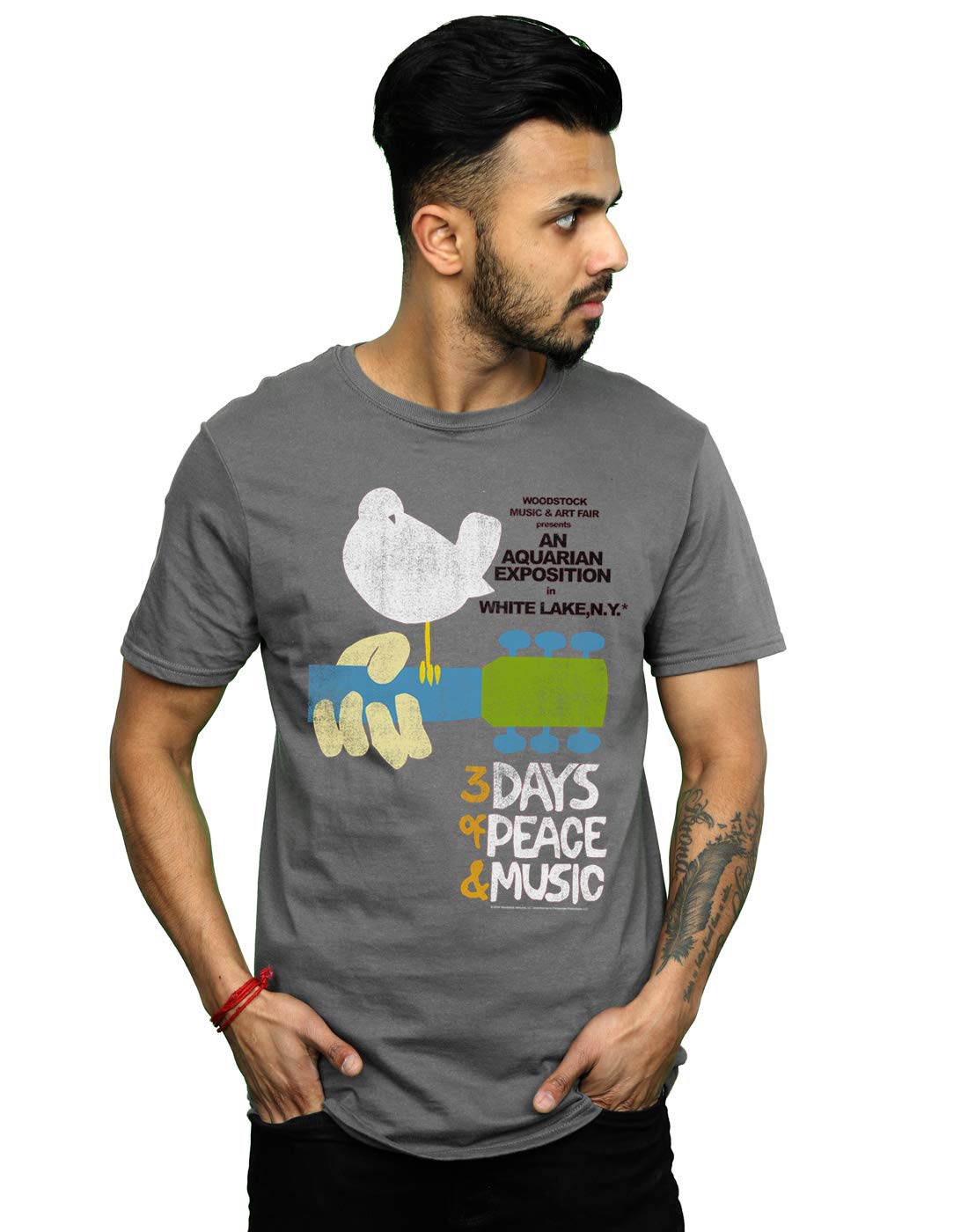 Absolute Cult Woodstock Men's Festival Poster T-Shirt Charcoal XX-Large