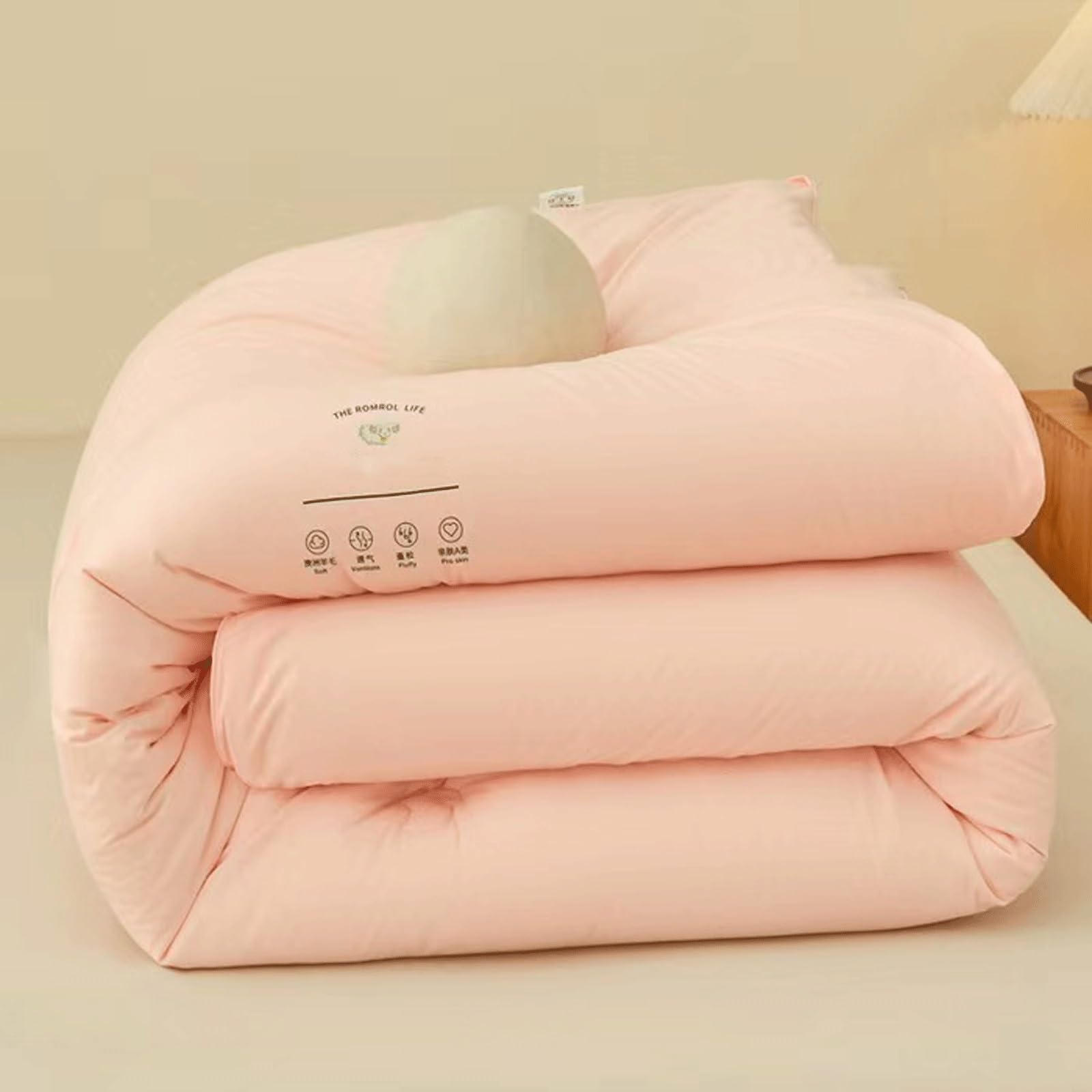 LLiuvcc Warm Weight Wool Comforter for Winter,100% Australian Wool Filling，Breathable Natural Duvet for All Seasons(Pink,200x230cm(6KG))