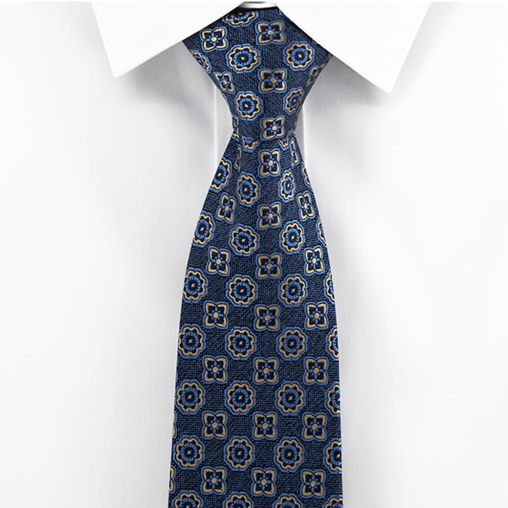 Men's Fashion 3.15'' Ties Business Casual Wedding Necktie 8CM Formal Retro Checkered Geometric Pattern - Image 2