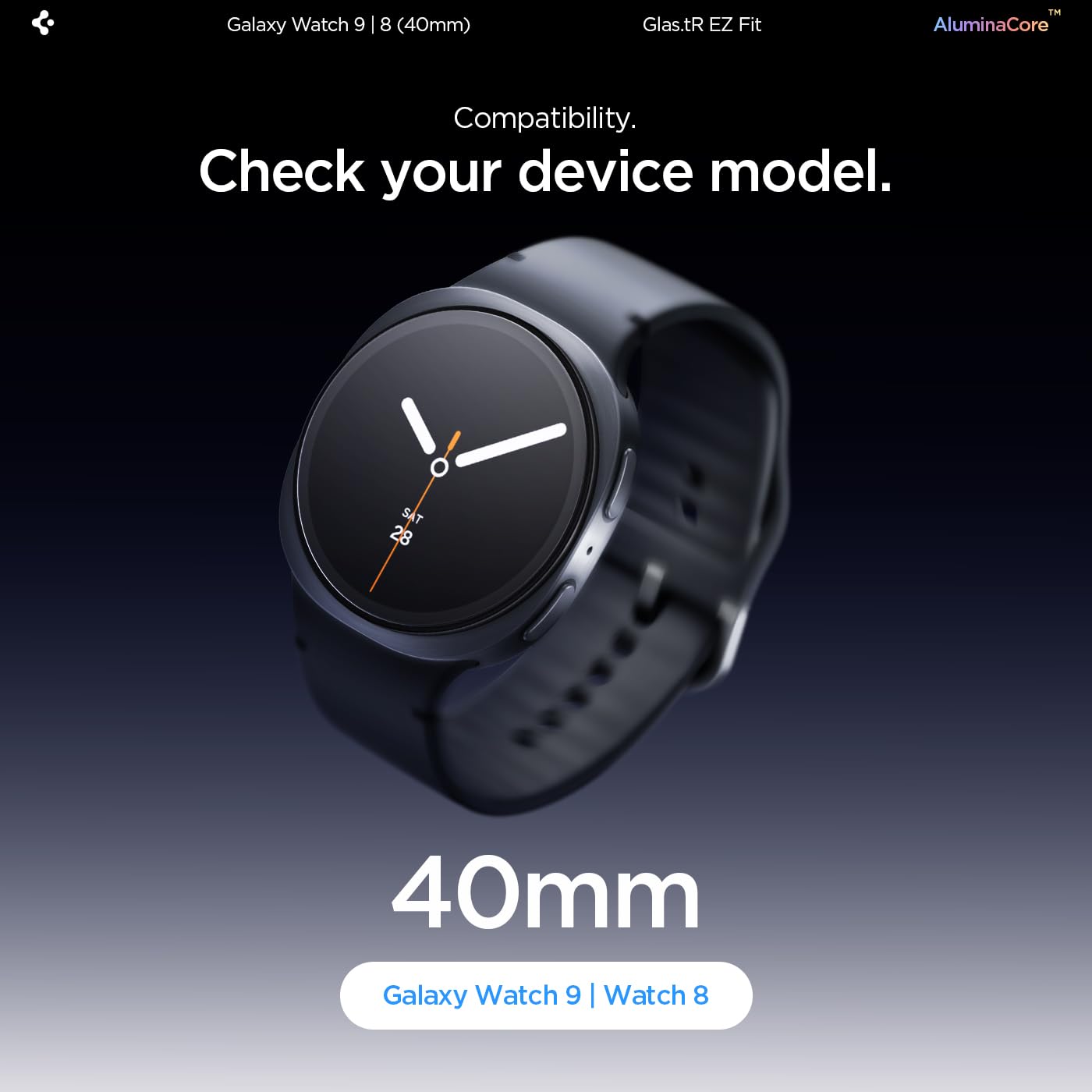Spigen EZ Fit Tempered Glass for Galaxy Watch 9/8 (40mm) [2P] — Amazon image 2