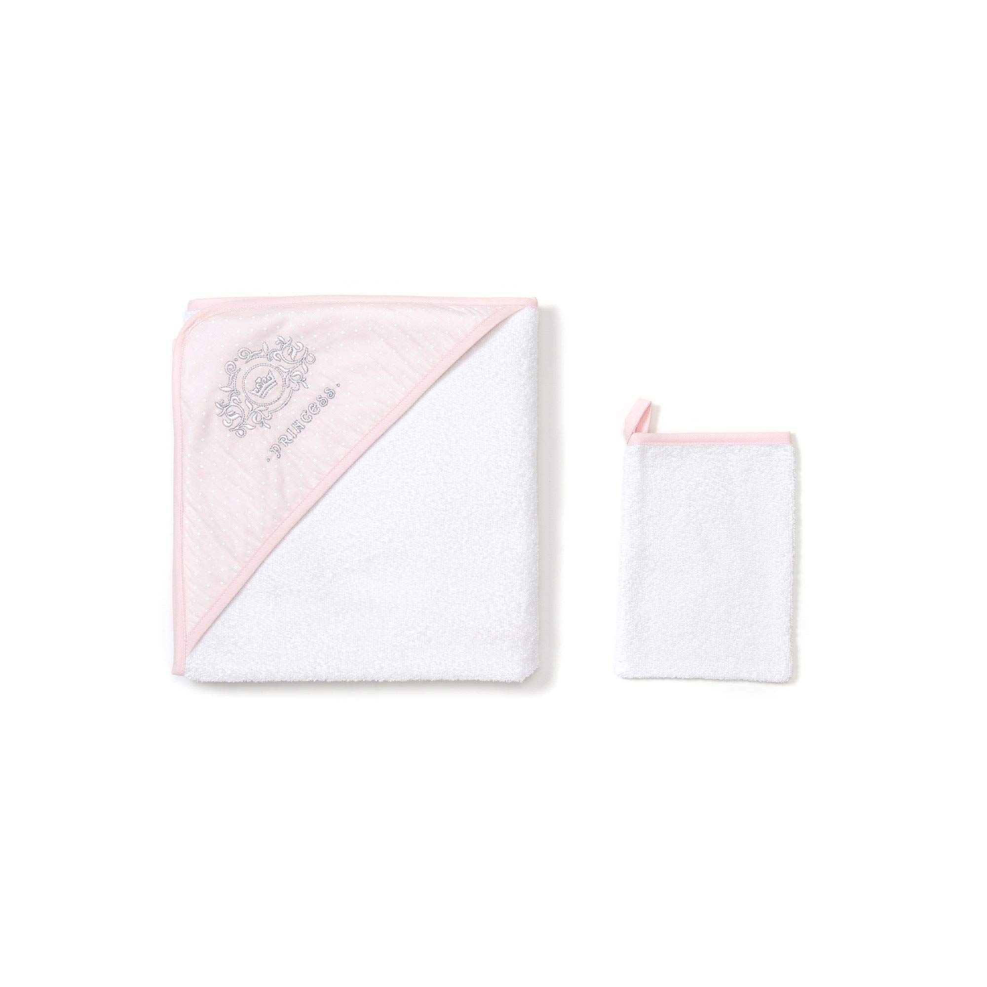 FunnababyPrincess Embroidered Hooded Towel with Wash Mitt
