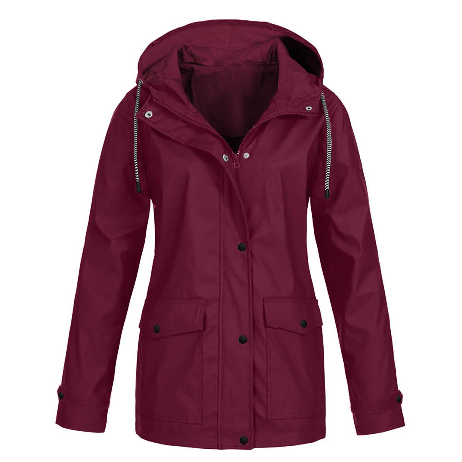 Generisch Gabardina para hombre otoño, chubasquero para hombre, negro, larga, parka de lluvia, cortavientos, chaqueta resistente al viento, chaqueta de entretiempo, chaqueta de otoño, chaqueta de