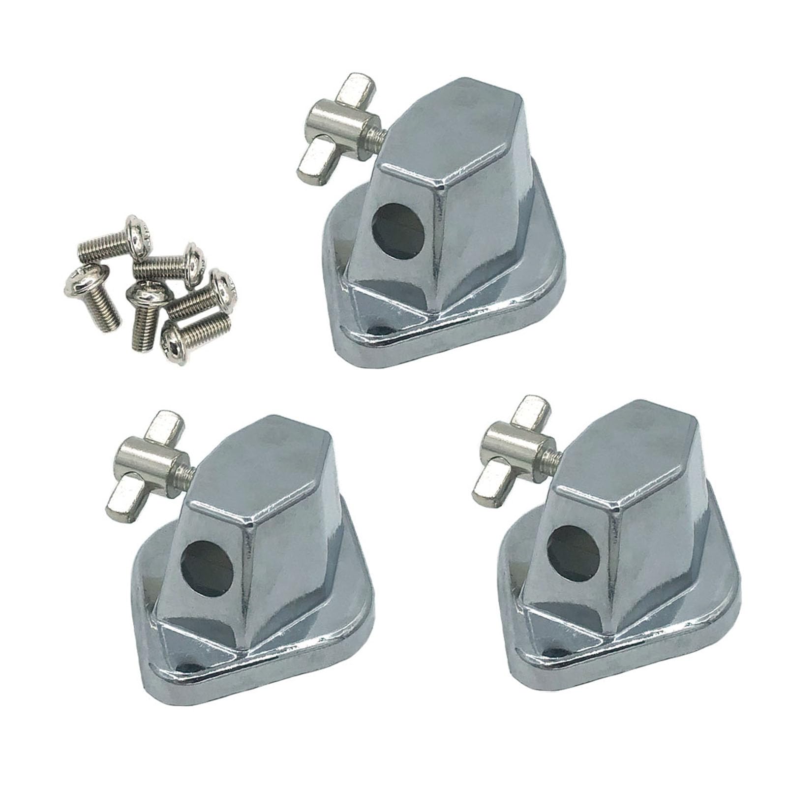 TUOREN 3 Pack Floor Tom Leg Mount Bracket with Screws Metal Tom Leg Base Floor Tom Leg Clamp Holder Percussion Drum Base Hardware Brackets