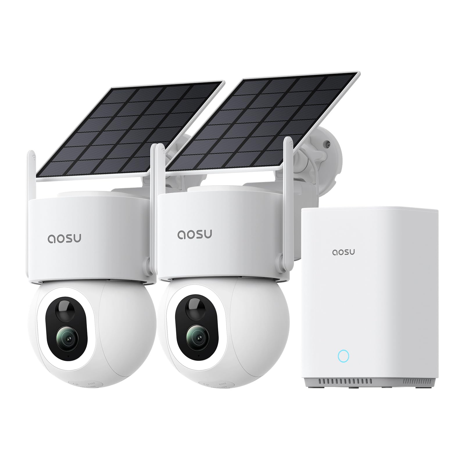 aosu D1 MAX 4K 8MP Überwachungskamera Aussen Solar Akku 360° PTZ, PIR | aosuBase 2.0, 32GB Lokal Speicher & 1TB Erweiterbare, PIR Person/Auto-Erkennung, Kein Abo Nötig, Nachtsicht, Heimsicherheit