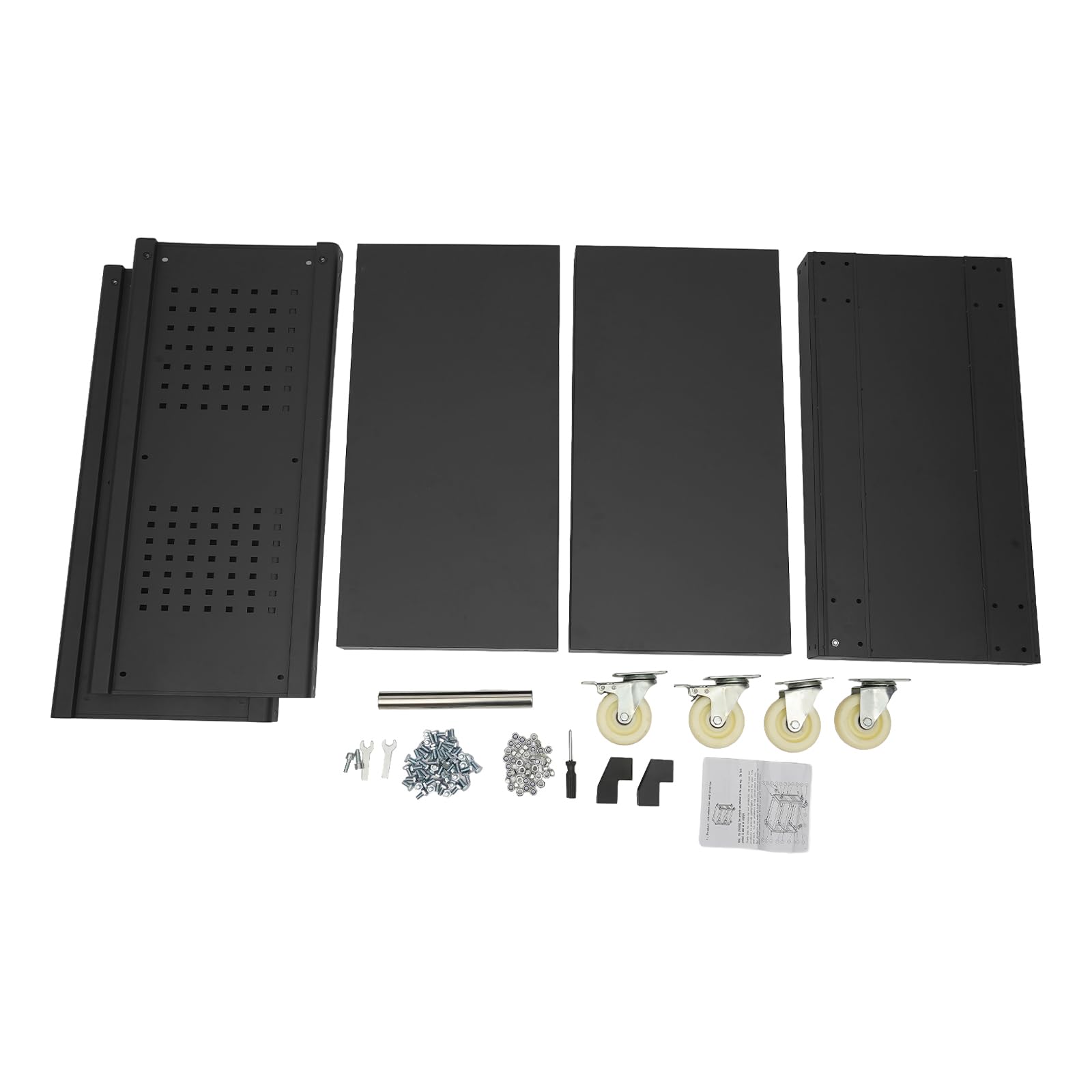 Carro de taller de 3 pisos, 120 kg, color negro