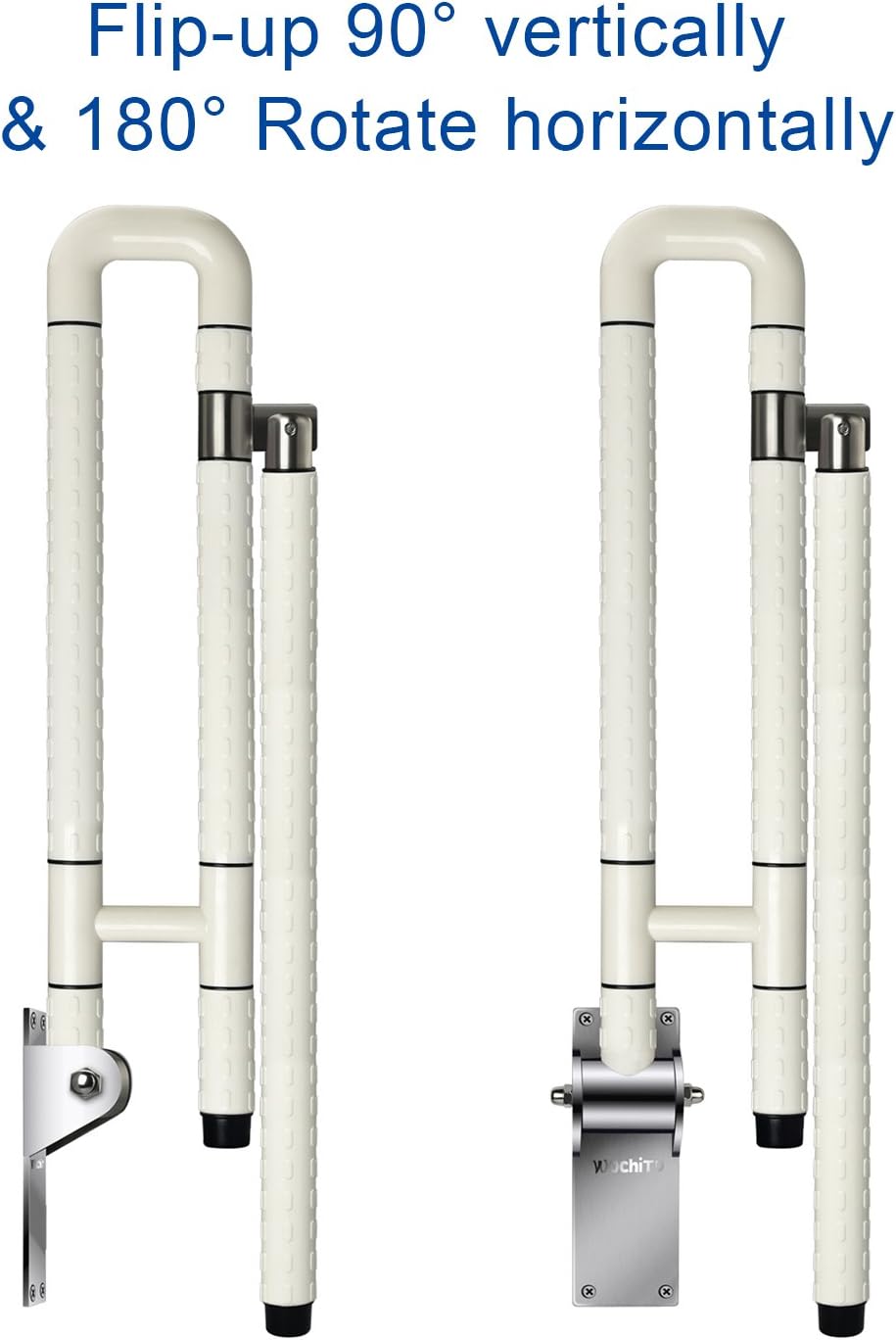 Exclusive Discount 60% Price 23.6 INCH WochiTV Flip Up Toilet Grab Bar Safety Rails for Bathroom Support Foldable Non-Slip Nylon Stainless Steel Bath Grab Bar for Disability Aid Elderly Shower Assistance