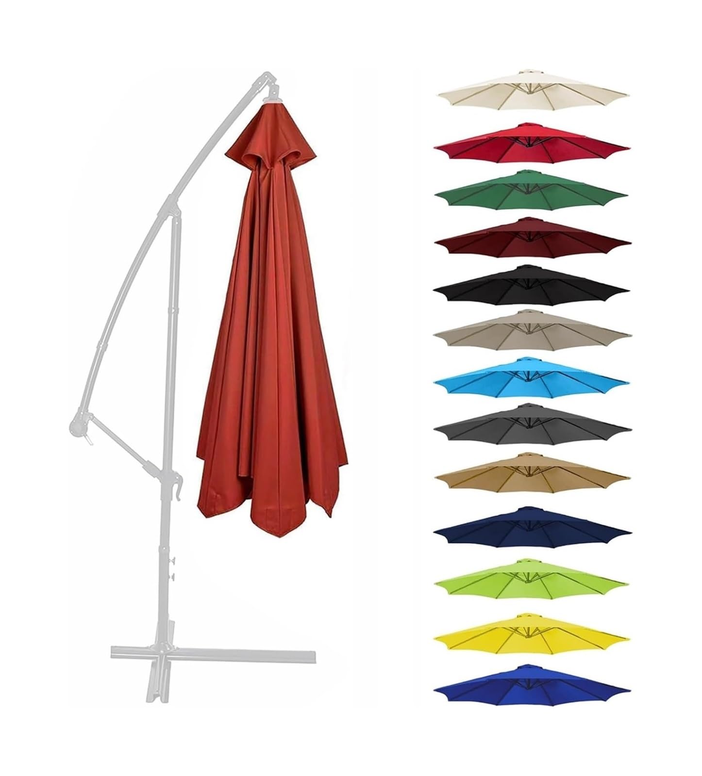 Replacement Parasol Canopy, Replacement Canopy For Umbrellas UV50 Cover Multicolor Multiple Sizes(Red,2.7m 6 ribs)