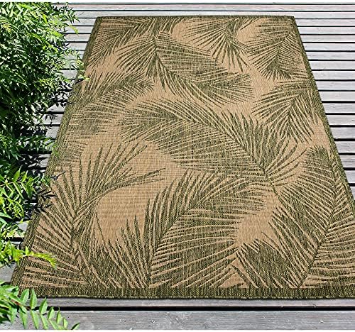 Liora Manne Carmel Indoor Outdoor Rug - Nature Styled Rug, Comfortable & Durable, Power Loomed, Polypropylene Material, UV Stabilized, Fronds Green, 6'6" x 9'3"