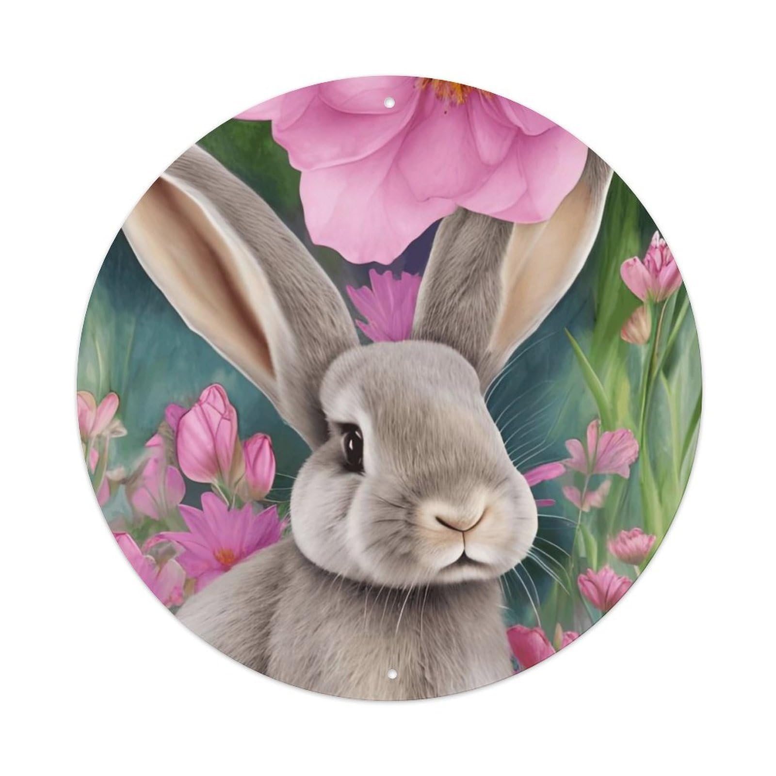 Animal Rabbit in The Grass Artwork Metal Tin Sign