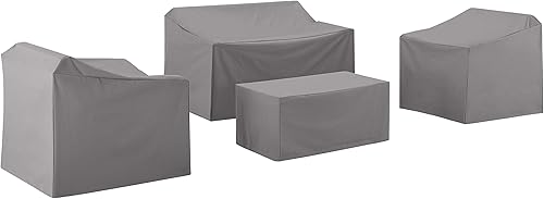 Vista 10 de Crosley Furniture Fundas para muebles de patio, juego de 4 piezas impermeables para juegos de sofás modulares al aire libre, gris
