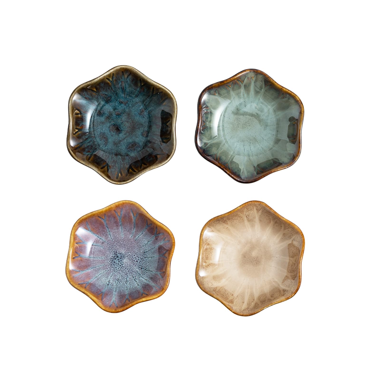 Zhonleemy Ceramic Sauce Bowls Set of 4, Small Dipping Dishes for Soy Sauce Sushi Appetizers Durable Condiment Bowls, Assorted Colors