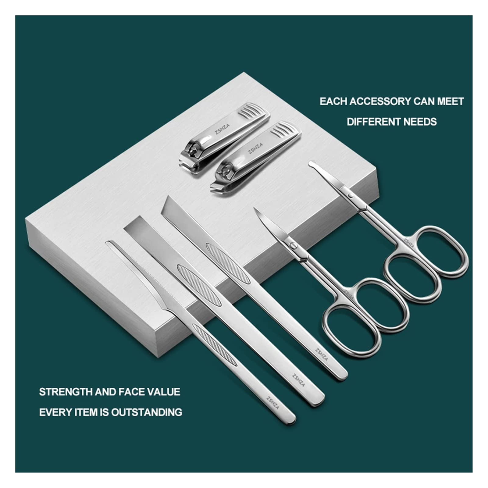 Conjunto de manicura Acero Inoxidable Clippers de uñas Kit de Viaje Pedicura Alicates Ped Personal Nail Trimmer Ingrown Nail Pickers Care Herramienta de Cuidado (Color : Green)