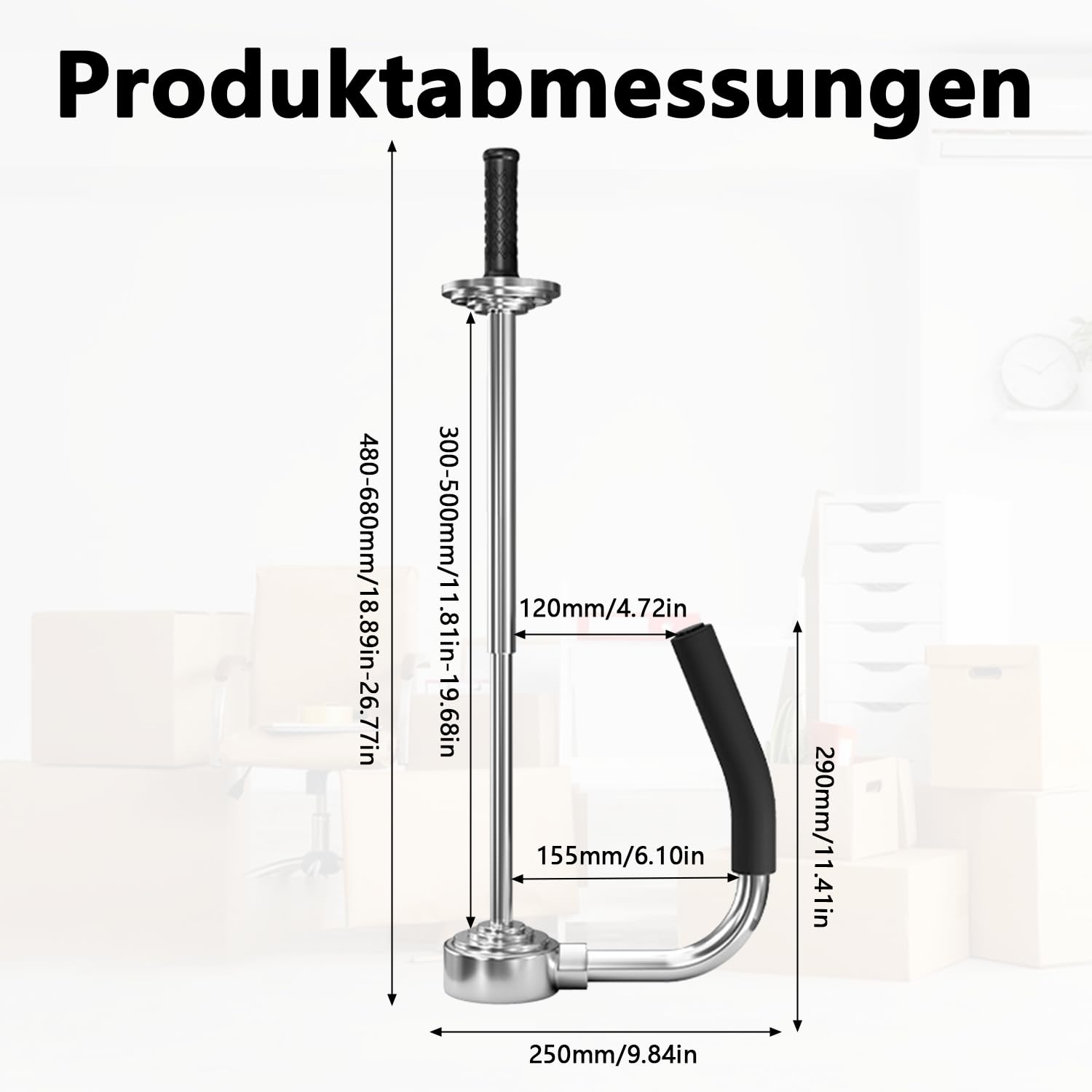 Stretchfolienspender, Manueller Stretchfolienabroller mit Rutschfestem Griff und Höhenverstellung, Passend für 30-50 cm Folienbreite, Ideal für Schwere Paletten, Möbel & Großverpackungen im Lager