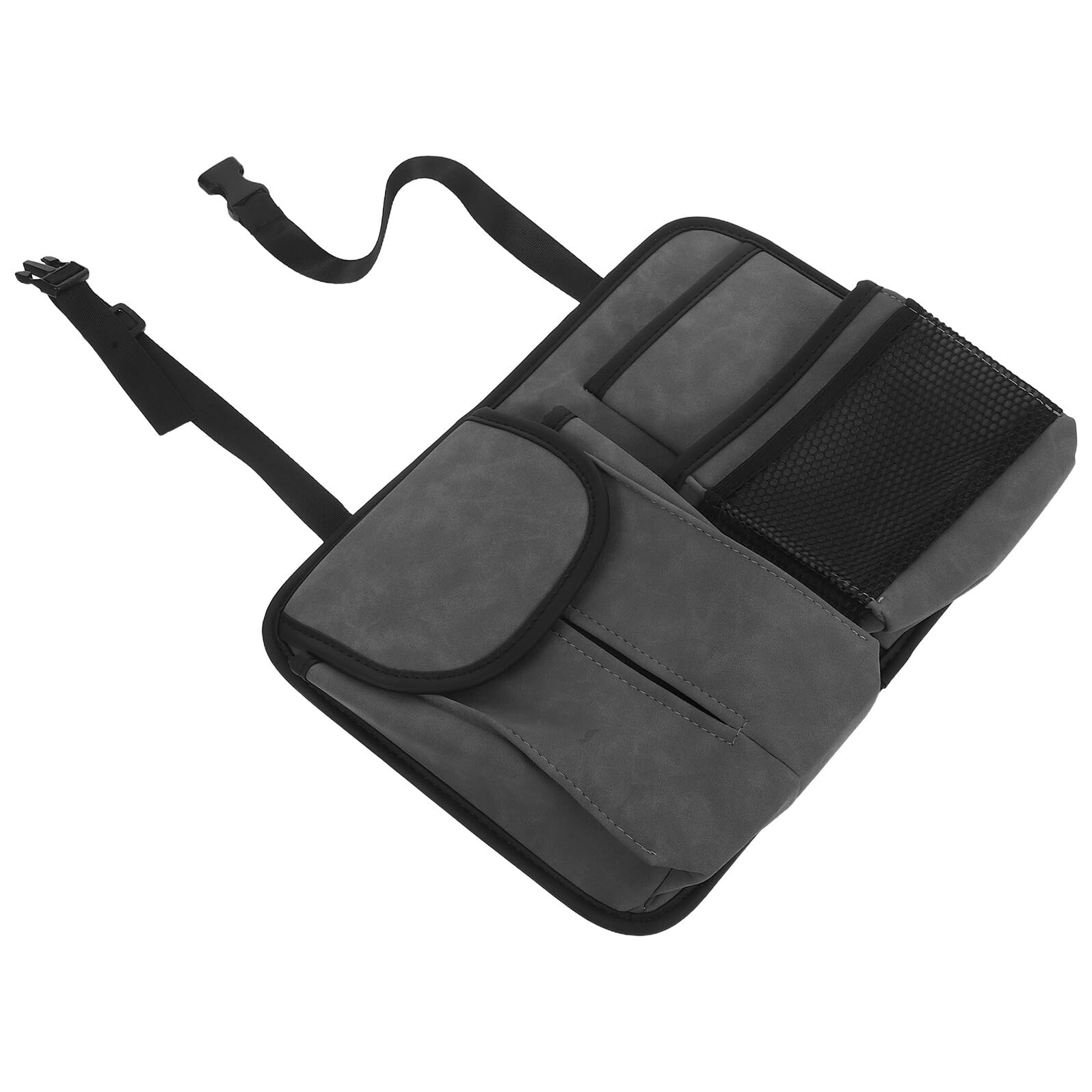 Organisateur de siège auto en daim avec porte-mouchoirs et filet de rangement