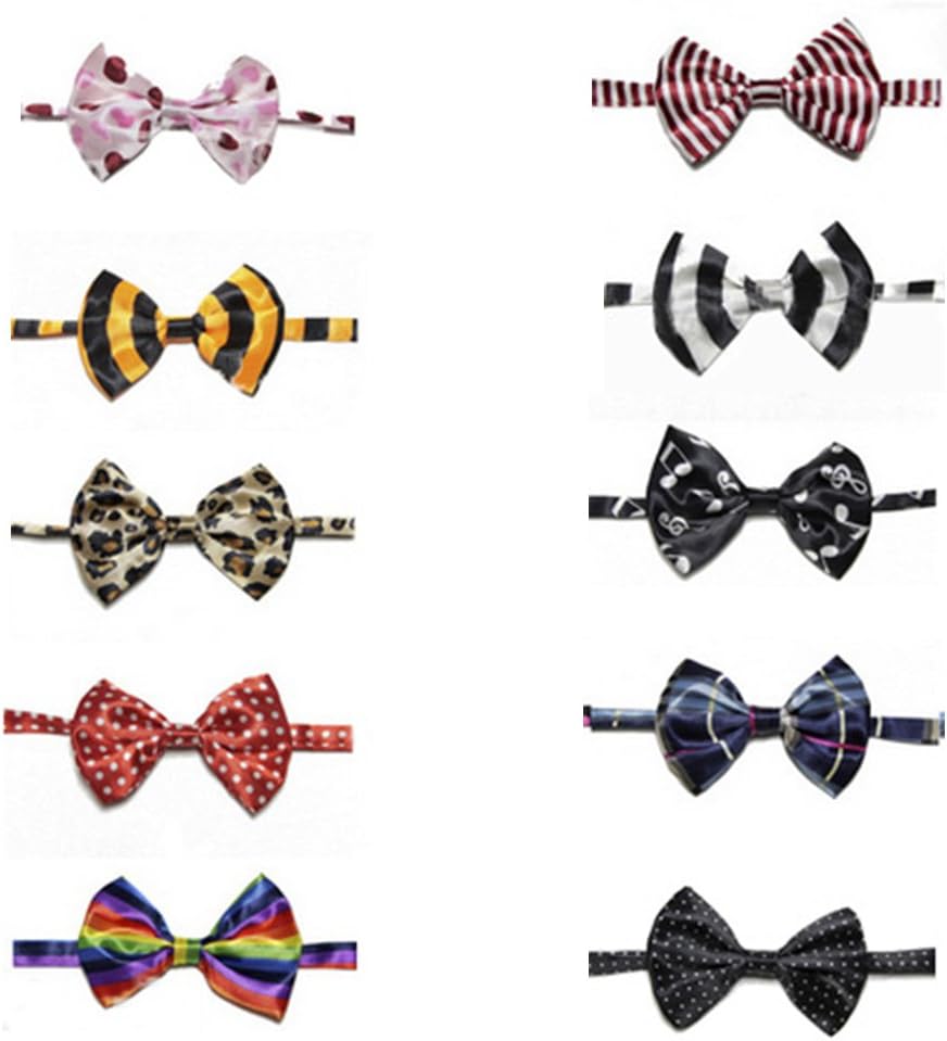 GOGO Christmas Festival Pet Bow Tie Collar, Dog Grooming Accessories, 10 PCS Assorted, RAINBOW, 7.8"-15.7"