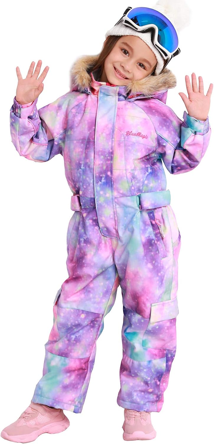 Bluemagic Big Kid's One Piece Snowsuits Ski Suits Waterproof Overalls Jackets Snowboarding,PPL GLX,140cm