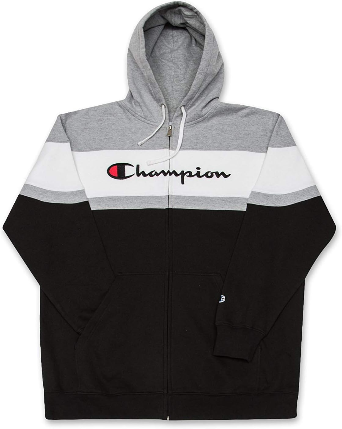 Champion Mens Big and Tall Full Zip Hoodie Classic Embroidered Logo