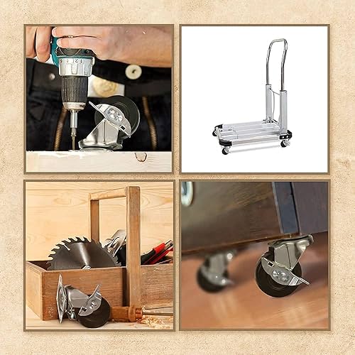 Miniatura 4 de FactorDuty - Rueda giratoria de 2 pulgadas con freno, hecha de goma dura, con placa superior y rodamiento