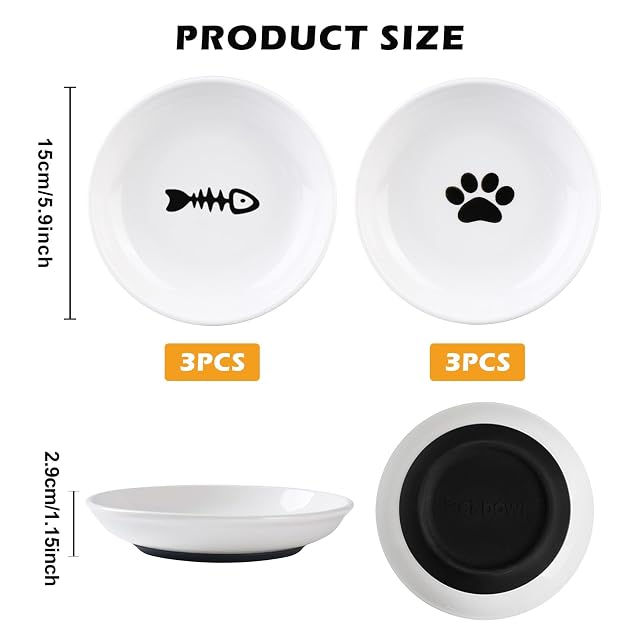 Foto 2 de 7 de Cuenco para gatos de cerámica, 6 unidades, plato de comida para gatos de cerámica, cuencos para gatos