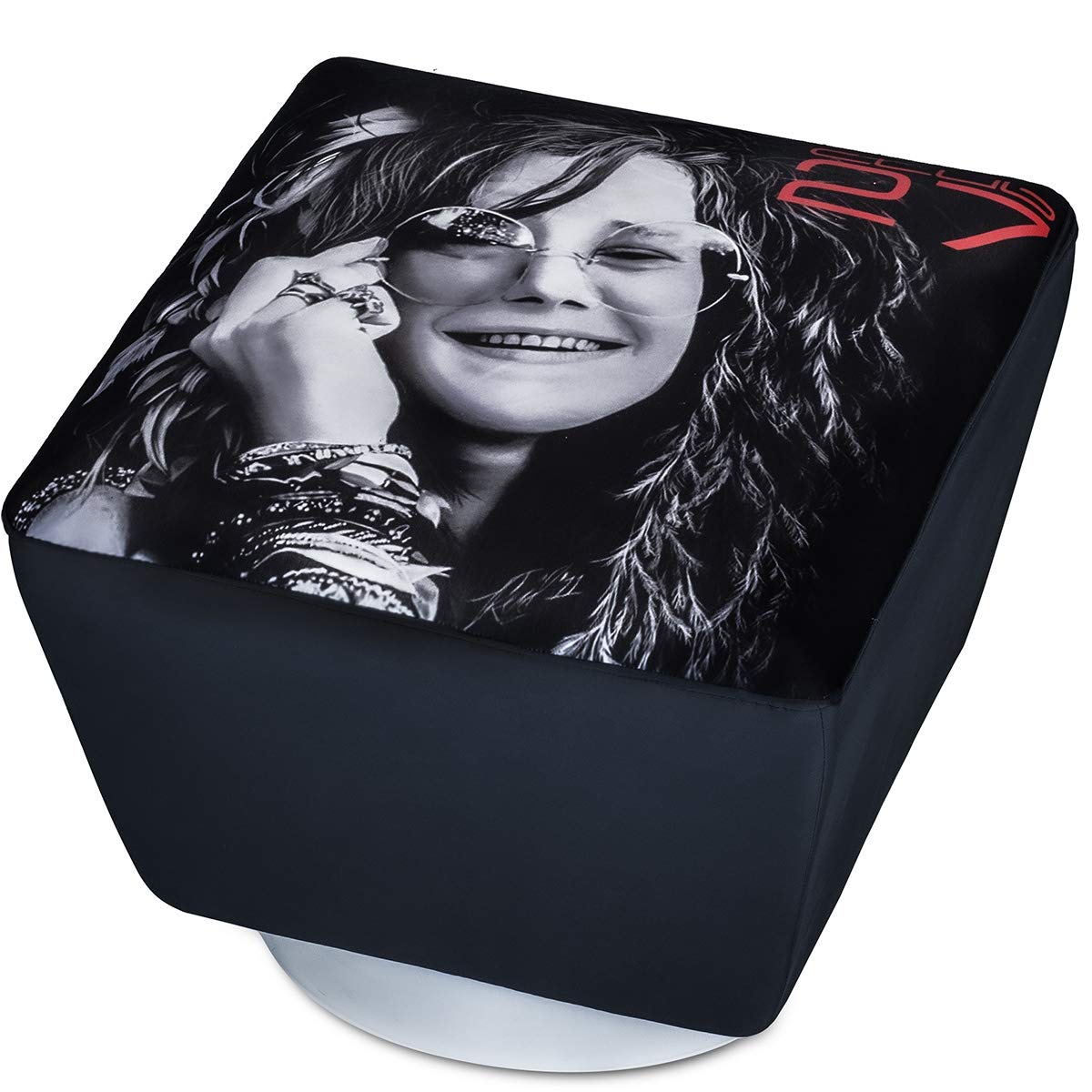 Forevershiningstars Pouf Club 27 Janis Joplin Bright Footrest For Indoor Or Outdoor, Rock Music Pop Art Icon Popstar Rockstar, Senza illuminazione