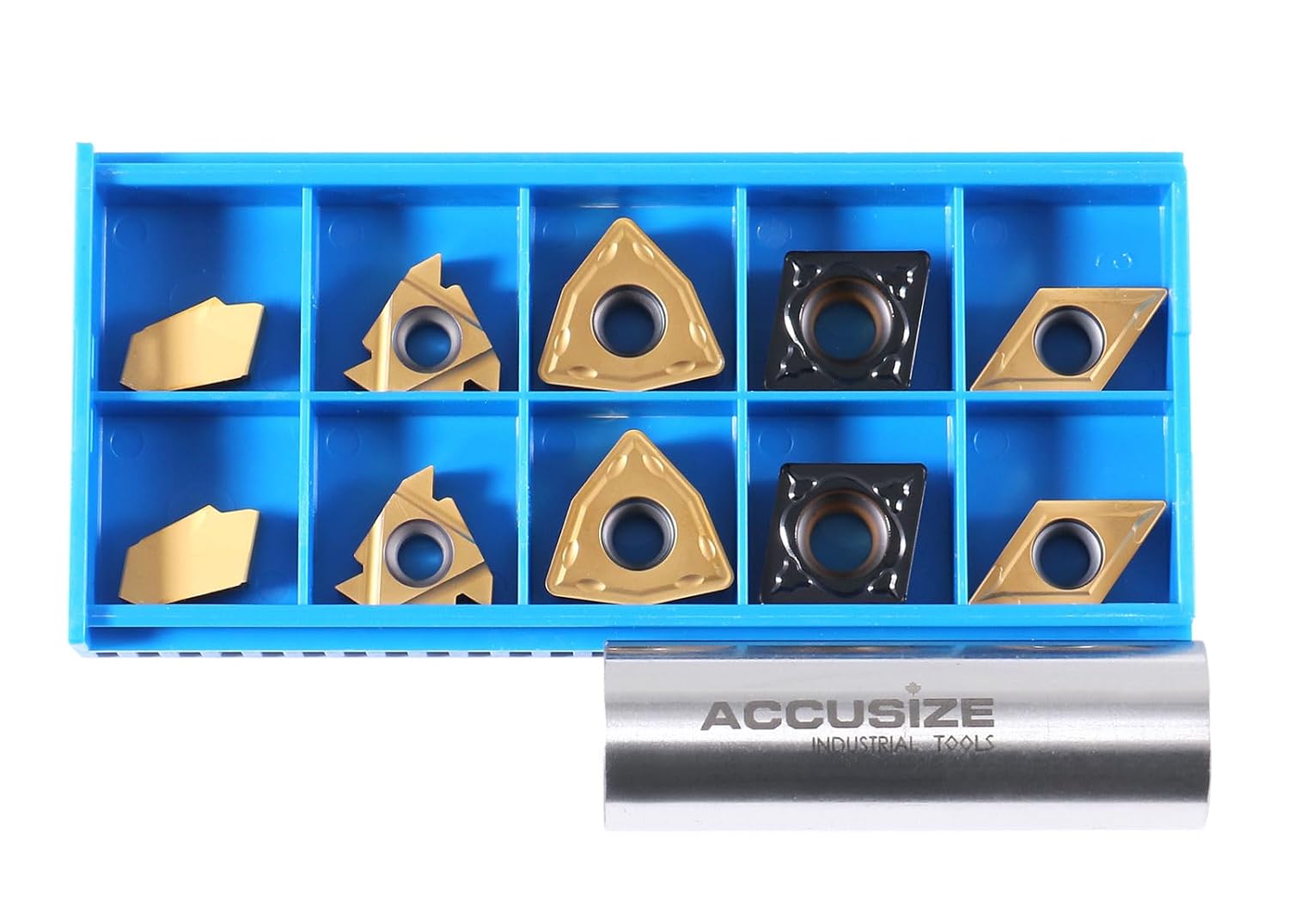 Accusize Industrial Tools 2 Pc of Each Kind of Carbide Inserts for 2988-0001, CVD Coated and Tin Coated, Total 10 Pieces, 2988-0001Inserts