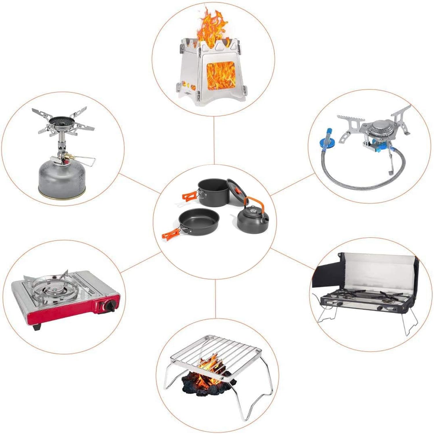 Set di pentole da campeggio, 10 pezzi, portatile, in alluminio, con custodia, set da cucina da campeggio, kit da campeggio, per 3 o 4 persone, campeggio, escursionismo, picnic