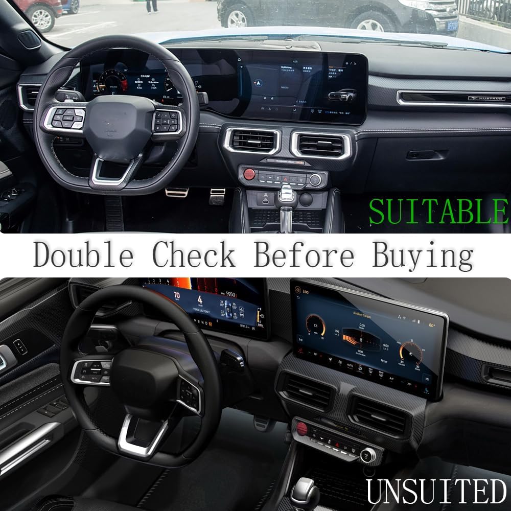 Dry Carbon Fiber Center Console Air Condition Cover for Ford Mustang S650 Dark Horse GT Ecoboost Premium 2024 2025 2026,for Dark Horse Dashboard Panel (Connected Screen)