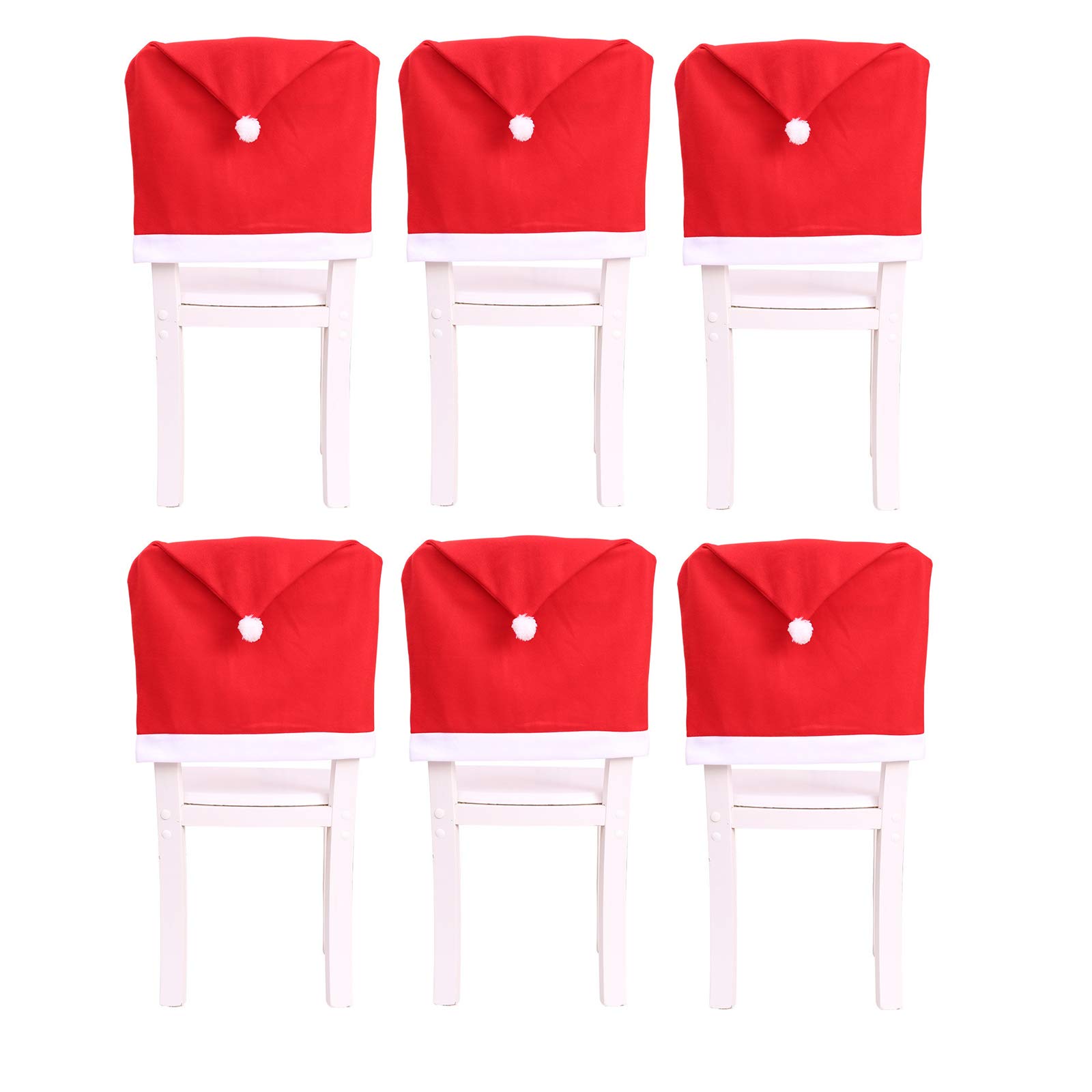 LERTREE 4Pcs/6Pcs Christmas Chair Covers Red Santa Hat Chair Back Covers Home Dinner Xmas Party Decor (6)