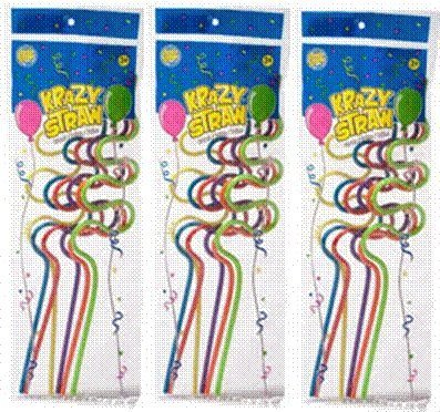 Krazy Straws Rainbow Colors -3 packs of 6 - 18 Total Straws