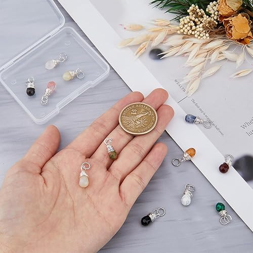 Miniatura 10 de SUPERFINDINGS Colgantes de piedras preciosas chapado en oro platino alambre de cobre envuelto redondo colgante encanto cuarzo cristal piedra encantos