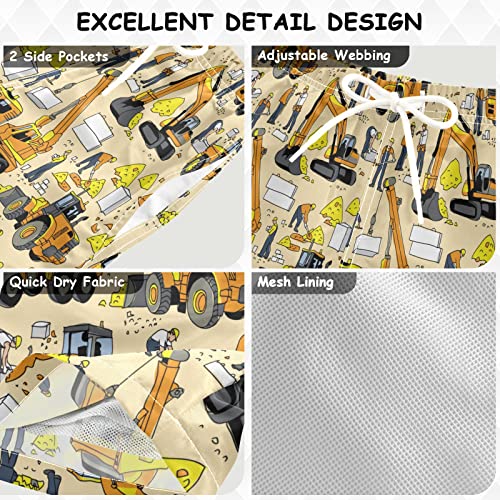 Construction Truck Tractor Boys Swim Trunks Summer Toddler Beach Board Shorts Kids Swimsuit Swimwear 4T3