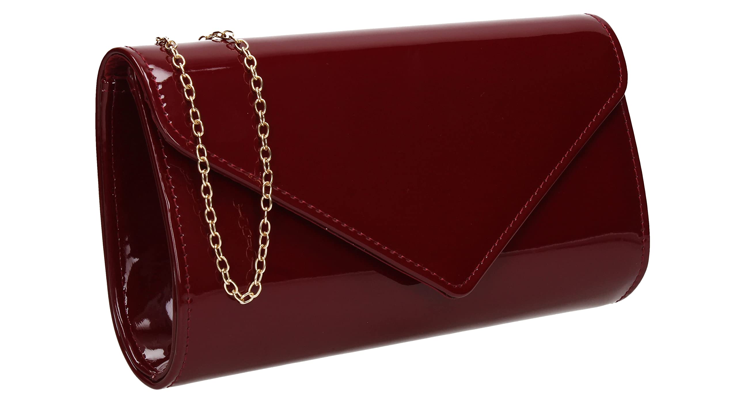 SwankySwans Alisa Patent Party Prom Evening Clutch Bag (Burgundy)