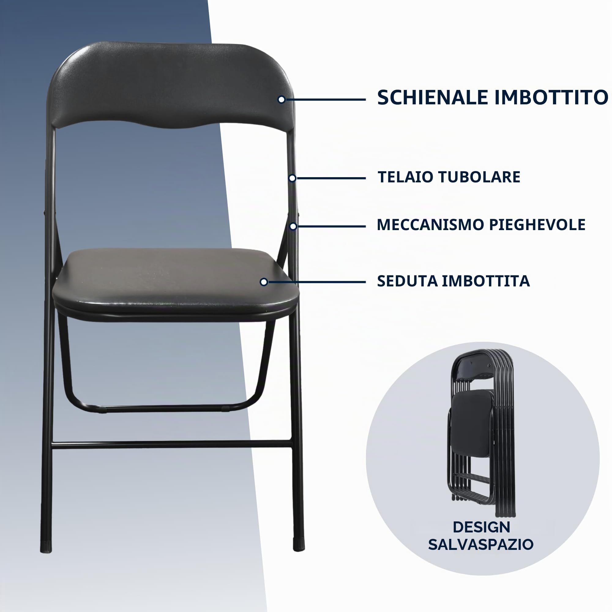 Albatros Manitu - Set di 4 sedie pieghevoli, telaio in metallo resistente, pieghevole, per visitatori